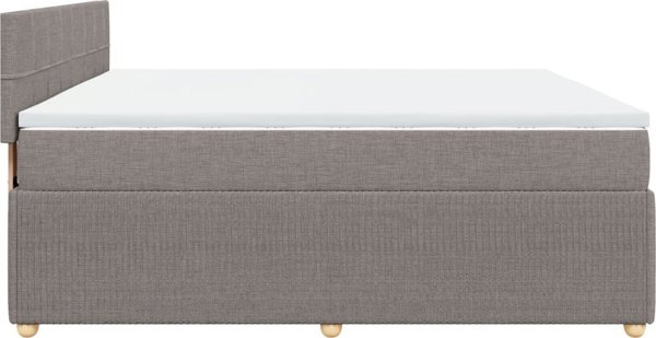 vidaXL Κρεβάτι κοντινεντάλ με στρώμα, taupe ύφασμα, 200x200 cm