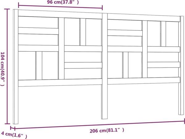 vidaXL Κεφαλάρι κρεβατιού λευκό 206x4x104 cm από μασίφ πεύκο