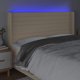 vidaXL Zaglowek do lozka z LED kremowy 163x16x118/128 cm tkanina