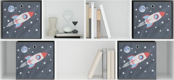 vidaXL Αναδιπλούμενα κουτιά, 4 τεμάχια, γκρι, 32x32x32 εκ., από ύφασμα
