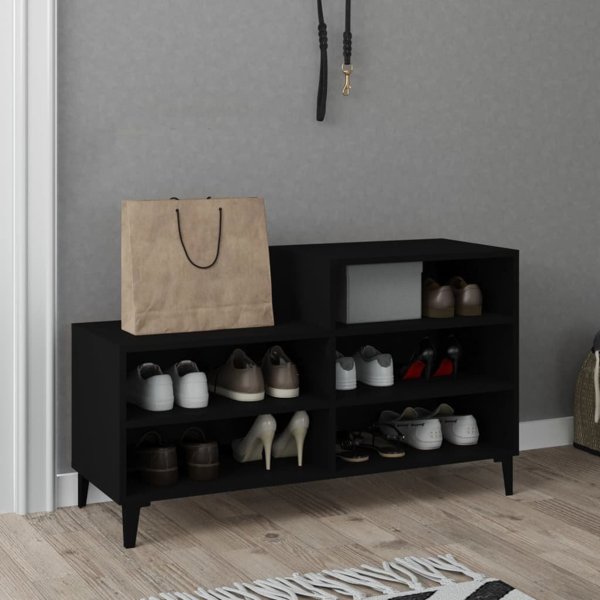 Ντουλάπι παπουτσιών μαύρο 102x36x60 cm από ξύλινο υλικό