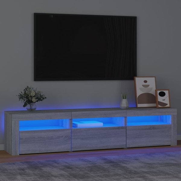 vidaXL Szafka pod TV z oswietleniem LED, szarosc sonoma, 180x35x40 cm