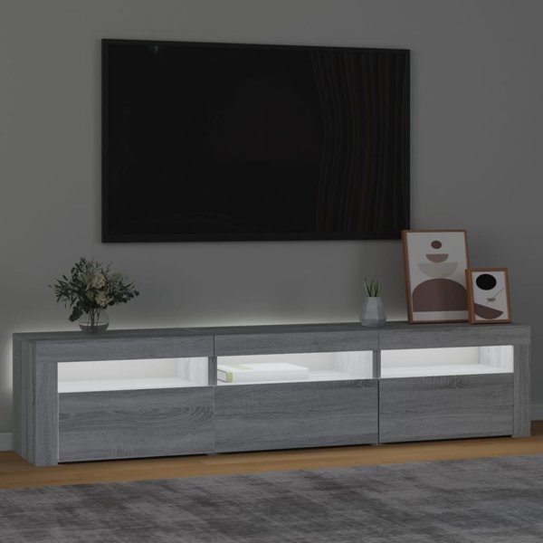 vidaXL Szafka pod TV z oswietleniem LED, szarosc sonoma, 180x35x40 cm