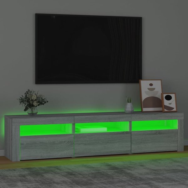 vidaXL Szafka pod TV z oswietleniem LED, szarosc sonoma, 180x35x40 cm