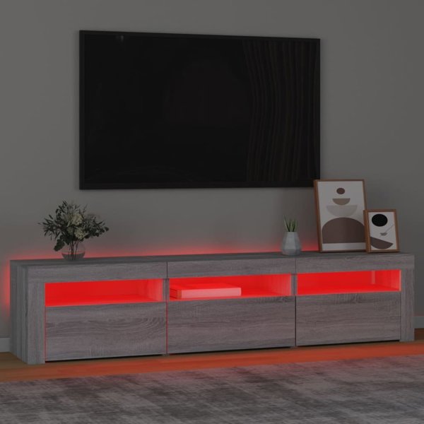 vidaXL Szafka pod TV z oswietleniem LED, szarosc sonoma, 180x35x40 cm