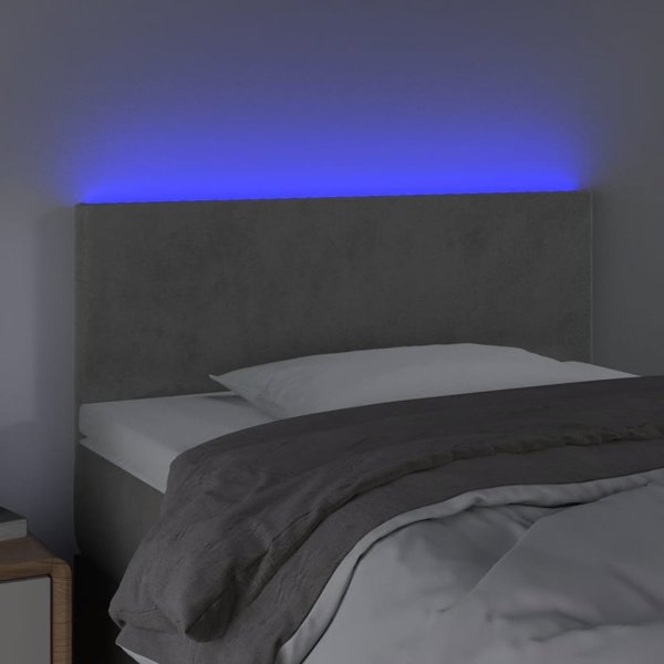 vidaXL Ζαγλοουέκ για κρεβάτι με LED, ανοιχτό γκρι, 90x5x78/88 εκ, βελούδο