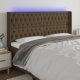 vidaXL Zaglowek do lozka z LED ciemnobrazowy 183x16x118/128 cm tkanina
