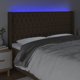 vidaXL Zaglowek do lozka z LED ciemnobrazowy 183x16x118/128 cm tkanina