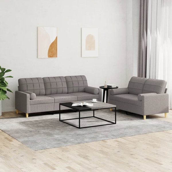 vidaXL 2-cz. komplet wypoczynkowy z poduszkami, taupe, tkanina