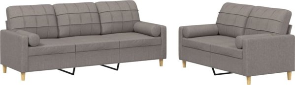 vidaXL 2-cz. komplet wypoczynkowy z poduszkami, taupe, tkanina
