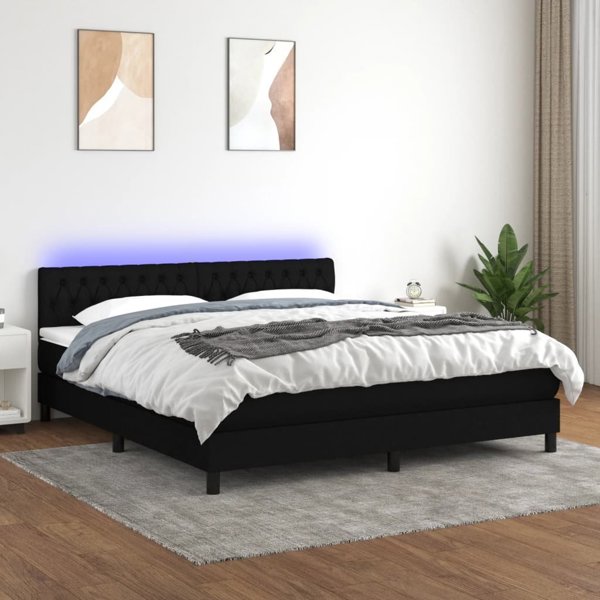 vidaXL Λουζκο kontynentalne με στρώμα, μαύρο, 160x200 εκ., ύφασμα