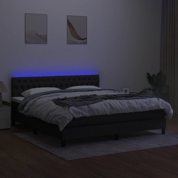 vidaXL Λουζκο kontynentalne με στρώμα, μαύρο, 160x200 εκ., ύφασμα