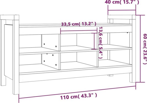 vidaXL Παγκάκι εισόδου γκρι, 110x40x60 cm, μασίφ ξύλο πεύκου
