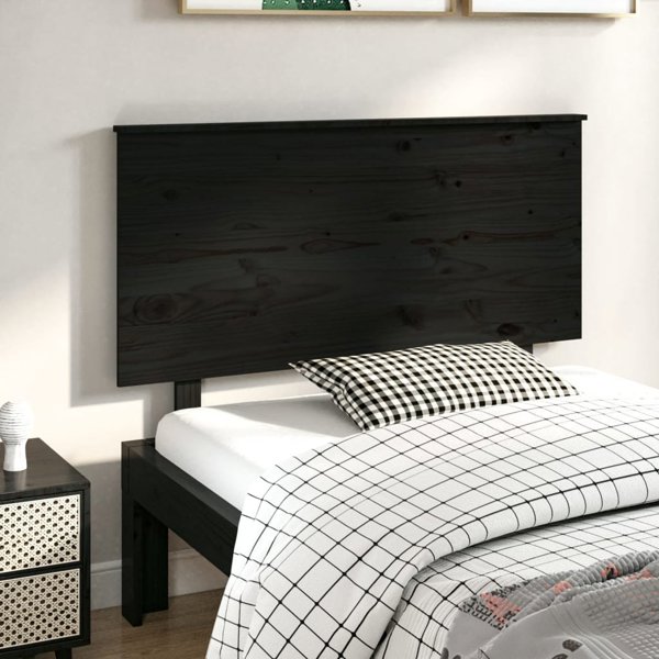 vidaXL Κεφαλάρι κρεβατιού, μαύρο, 124x6x82,5 εκ., μασίφ πεύκο