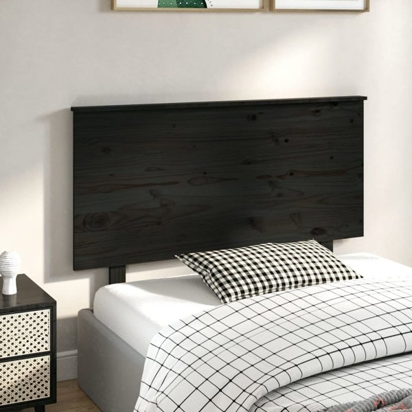 vidaXL Κεφαλάρι κρεβατιού, μαύρο, 124x6x82,5 εκ., μασίφ πεύκο