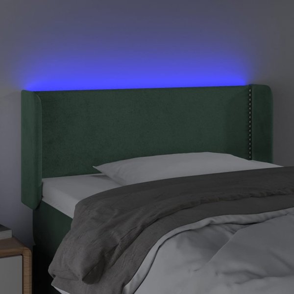 Κεφαλάρι κρεβατιού vidaXL με LED βελούδινο σκούρο πράσινο 103x16x78/88 cm