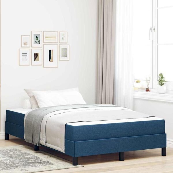 vidaXL Κρεβάτι Box Spring με Στρώμα, Υφασμάτινο, Μπλε, 120x200 cm