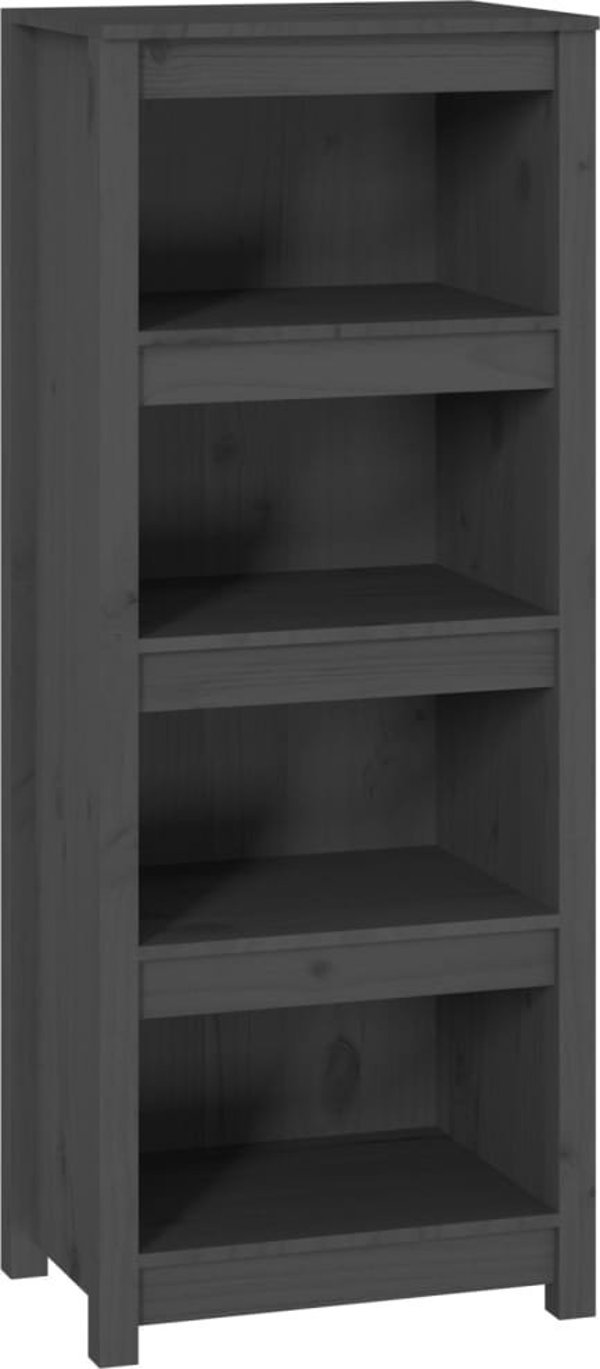 vidaXL Ράφι για βιβλία από μασίφ πεύκο, γκρι, 50x35x125,5 εκ.