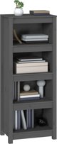 vidaXL Ράφι για βιβλία από μασίφ πεύκο, γκρι, 50x35x125,5 εκ.