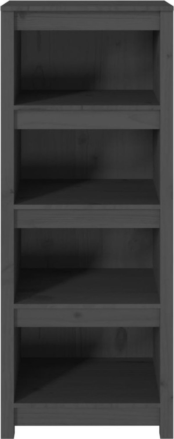 vidaXL Ράφι για βιβλία από μασίφ πεύκο, γκρι, 50x35x125,5 εκ.