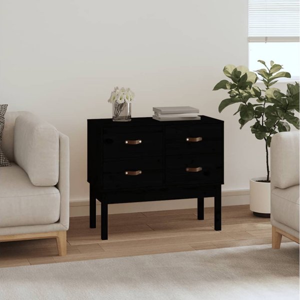 vidaXL vidaXL Komoda, czarna, 90x40x78 cm, lite drewno sosnowe
