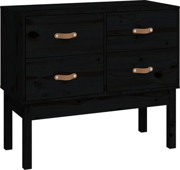 vidaXL vidaXL Komoda, czarna, 90x40x78 cm, lite drewno sosnowe