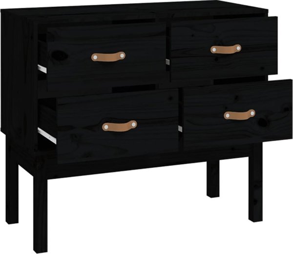 vidaXL vidaXL Komoda, czarna, 90x40x78 cm, lite drewno sosnowe