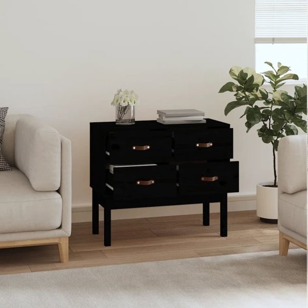 vidaXL vidaXL Komoda, czarna, 90x40x78 cm, lite drewno sosnowe