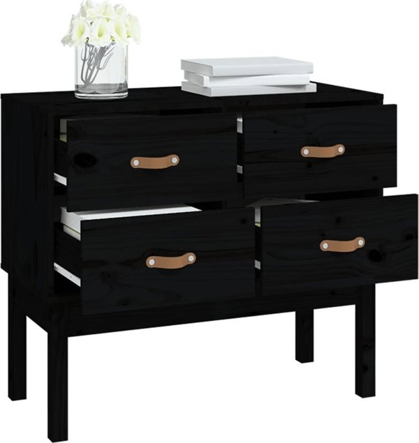vidaXL vidaXL Komoda, czarna, 90x40x78 cm, lite drewno sosnowe