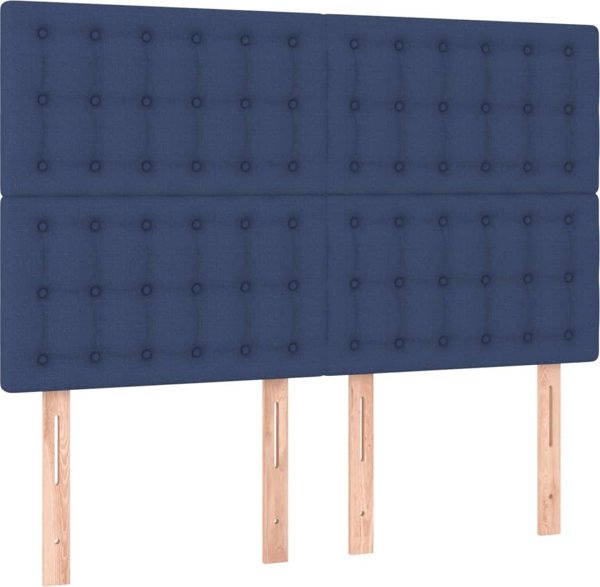 vidaXL Κρεβάτι Κοντινентάλ με Στρώμα, Μπλε, 140x200 cm, Ύφασμα
