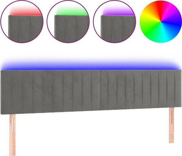 vidaXL Κεφαλάρι κρεβατιού με LED, ανοιχτό γκρι, 200x5x78/88 cm, βελούδο