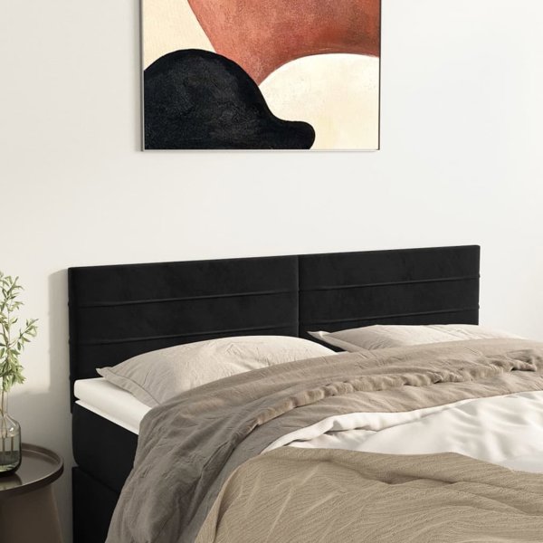 vidaXL Zaglowki do lozka, 2 τεμ., μαυρα, 72x5x78/88 cm, βελούδο