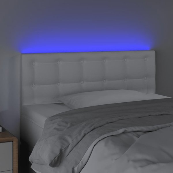 vidaXL Κεφαλάρι κρεβατιού με LED λευκό 100x5x78/88 cm από συνθετικό δέρμα