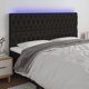 vidaXL Κεφαλάρι κρεβατιού με LED, μαύρο, υφασμάτινο 180x7x118/128 cm