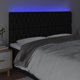 vidaXL Κεφαλάρι κρεβατιού με LED, μαύρο, υφασμάτινο 180x7x118/128 cm