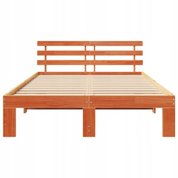 vidaXL Πλαίσιο Κρεβατιού 140x190 cm από Μασίφ Ξύλο Πεύκου, Κερωμένο Καφέ