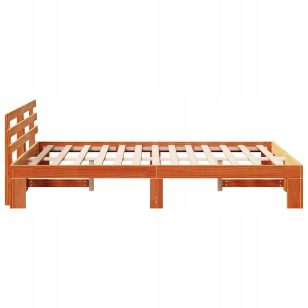 vidaXL Πλαίσιο Κρεβατιού 140x190 cm από Μασίφ Ξύλο Πεύκου, Κερωμένο Καφέ