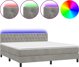 vidaXL Κρεβάτι κοντινεντάλ με στρώμα και LED, γκρι, 180x200 cm, βελούδο