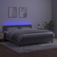 vidaXL Κρεβάτι κοντινεντάλ με στρώμα και LED, γκρι, 180x200 cm, βελούδο