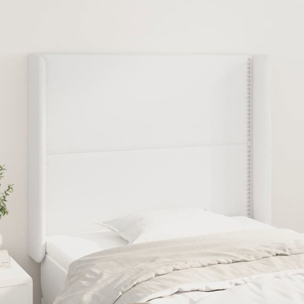 vidaXL Μαξιλάρι κεφαλής uszak, λευκός, 103x16x118/128 cm, συνθετικό δέρμα