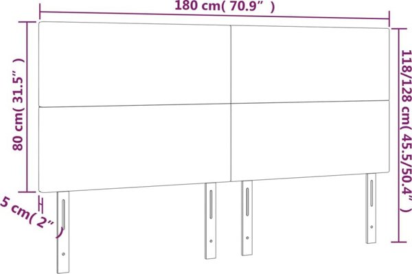vidaXL Προσκέφαλο κρεβατιού με LED, σκούρο καφέ 180x5x118/128 εκ., ύφασμα