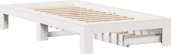 vidaXL Rama κρεβατιού χωρίς στρώμα, λευκή, 75x190 cm, μασίφ πεύκο