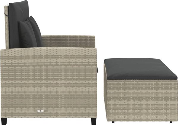 vidaXL Sofa ogrodowa z poduszkami, 2-osobowa, jasnoszara, polirattan
