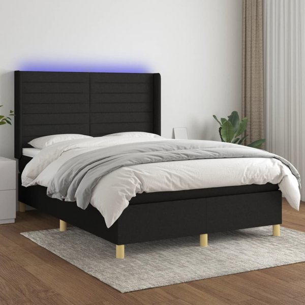 vidaXL Λουτζκο κοντινενταλ με στρωμα, μαυρο, 140x200 εκ, υφασμα