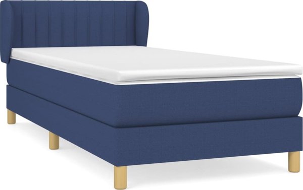 vidaXL Continental κρεβάτι με στρώμα, μπλε, ύφασμα, 90x190 εκ.