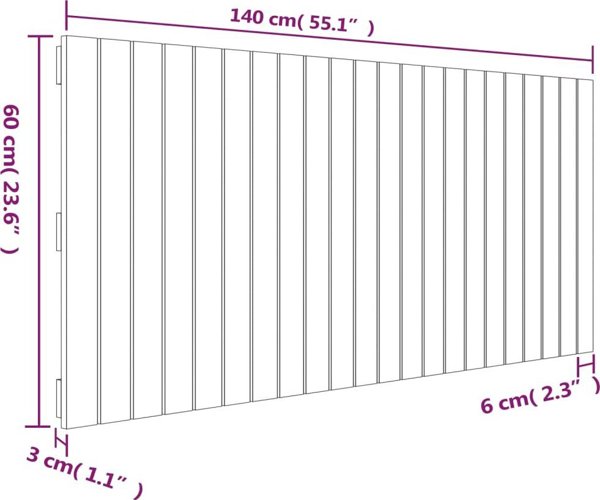 vidaXL Wezglowie κρεβατιού, γκρι, 140x3x60 cm, μασίφ πεύκο
