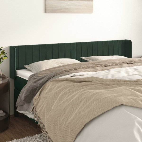 vidaXL Zaglowek uszak ciemnozielony 183x16x78/88 cm aksamit