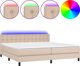 vidaXL Λύκο Kontynentalne με στρώμα και LED, cappuccino, 200x200cm