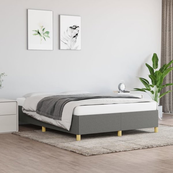 vidaXL Rama κρεβατιού, σκούρο γκρι, 140x200 εκ., με υφασμάτινη επένδυση