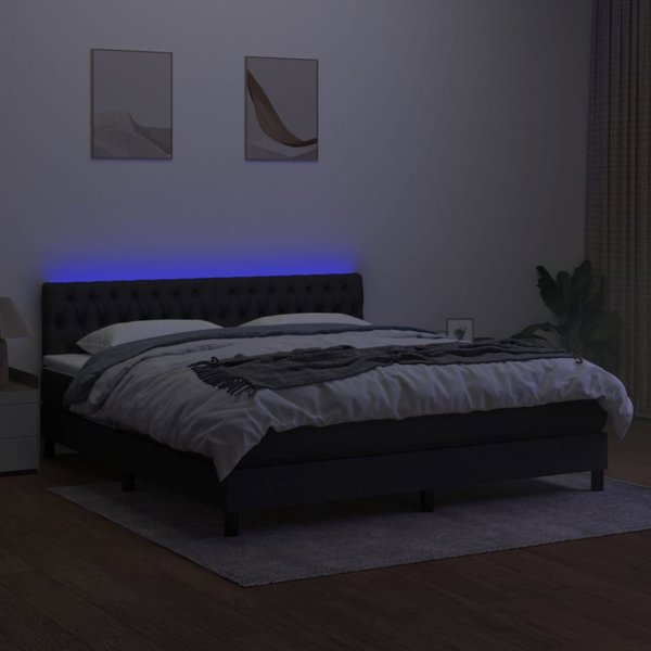 vidaXL Κοντινεντάλ κρεβάτι με στρώμα μαύρο 180 x 200 cm ύφασμα